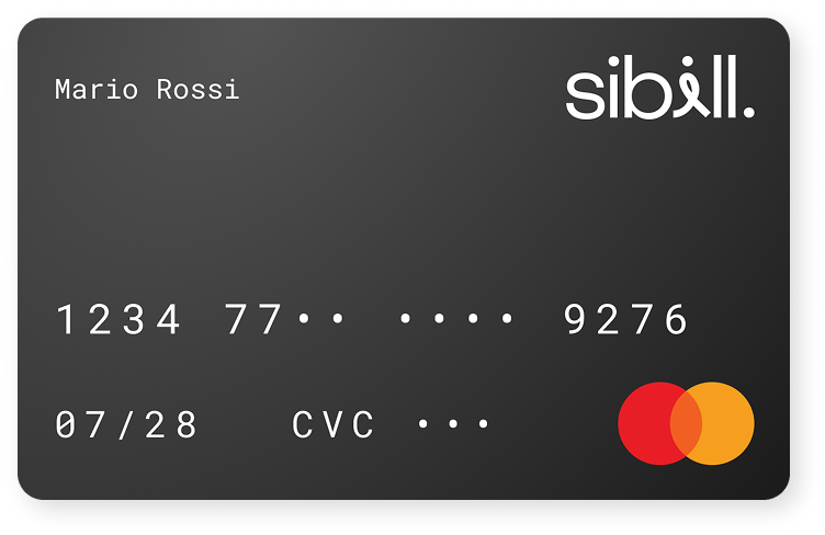 Carta di credito con logo di Sibill